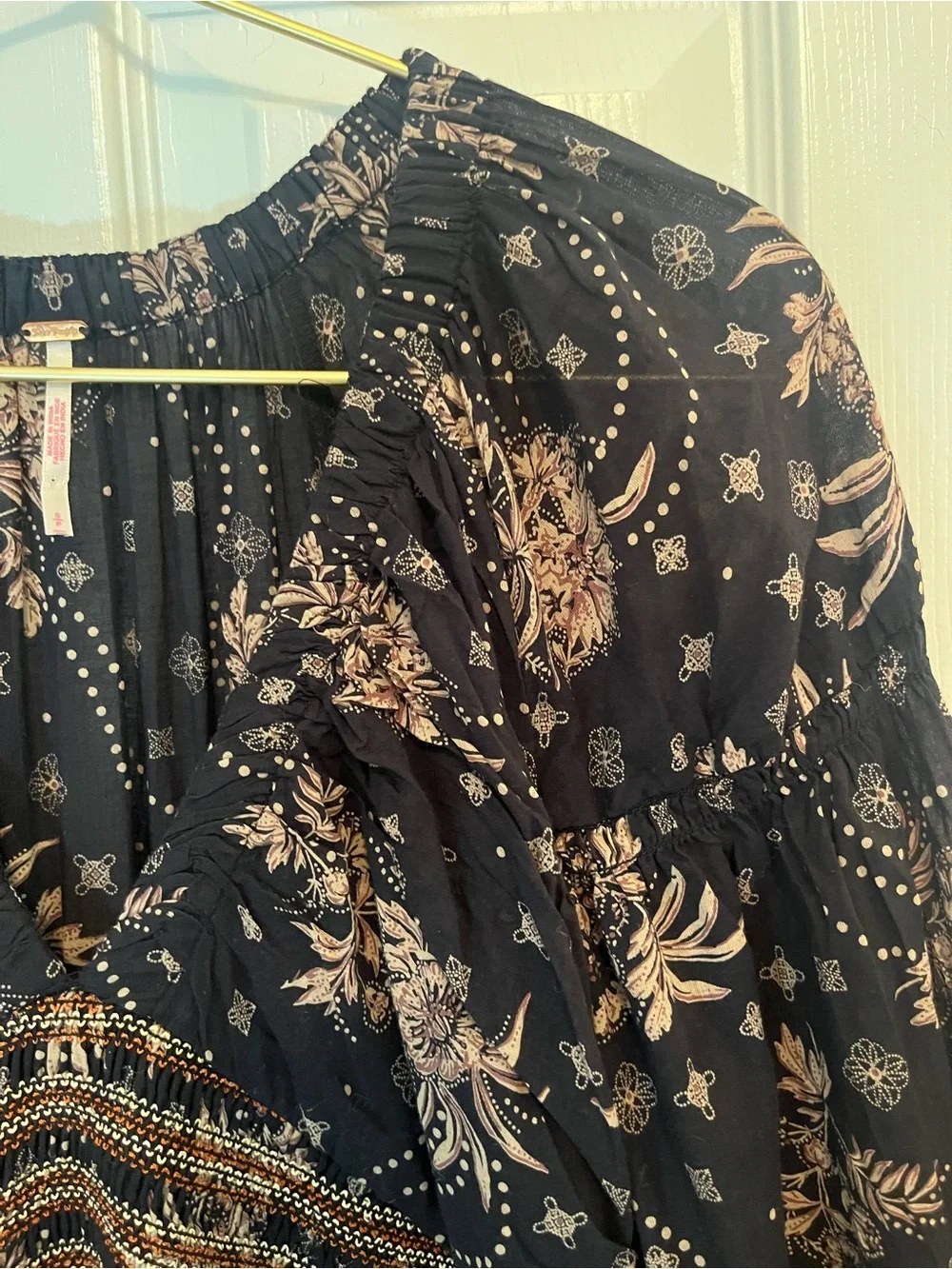 Free People Golden Hour Maxi Dress Black Combo | Boho Floral | Size XS